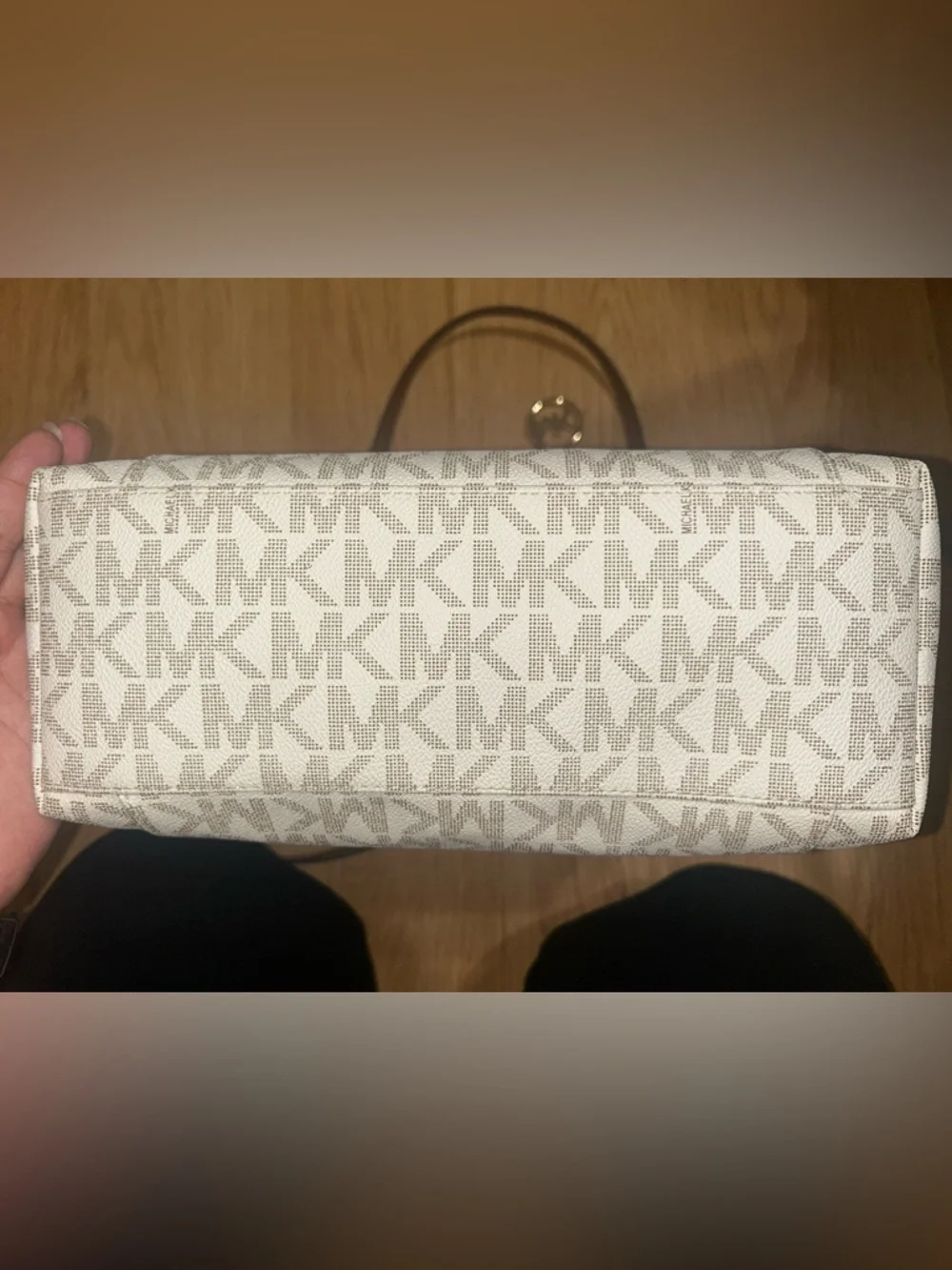 Michael Kors Cream Monogram Tote with Brown Leather Trim - Picture 5 of 5